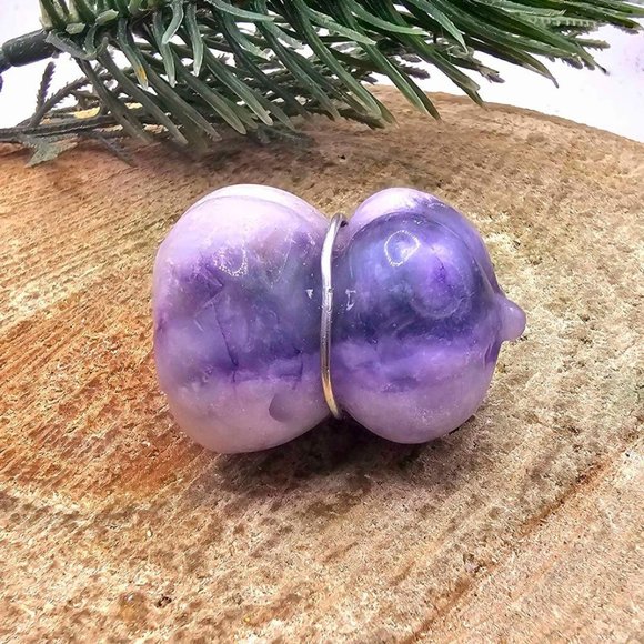 Nature Purple Fluorite Hand Carved Stacking Funny Pumpkin Pendant Necklace - Picture 2 of 10